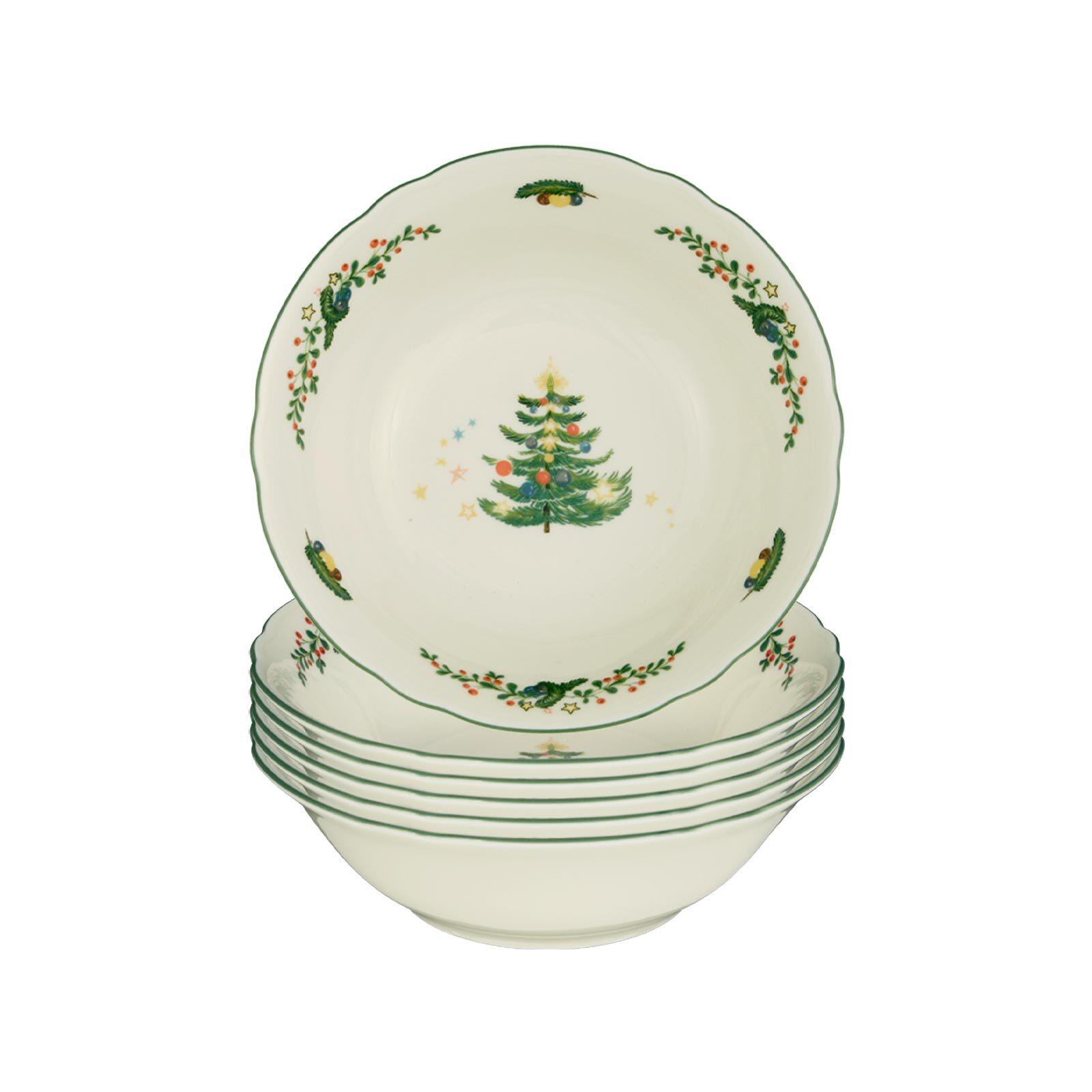 DESSERTSCHALE Marieluise Weihnachten weiß-grün ø 15,1 cm 6er Set - Weiß/Grün, Keramik (15.1cm) - Seltmann Weiden