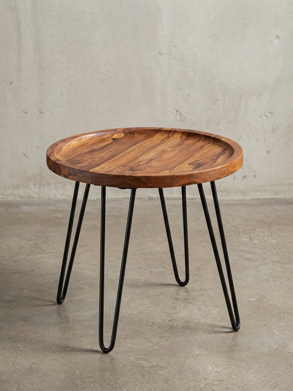 COUCHTISCH in Braun, Sheeshamholz mit Haarnadelbeinen, Modernes Design - Schwarz/Braun, Holz/Metall (41/45/40cm) - KADIMA DESIGN