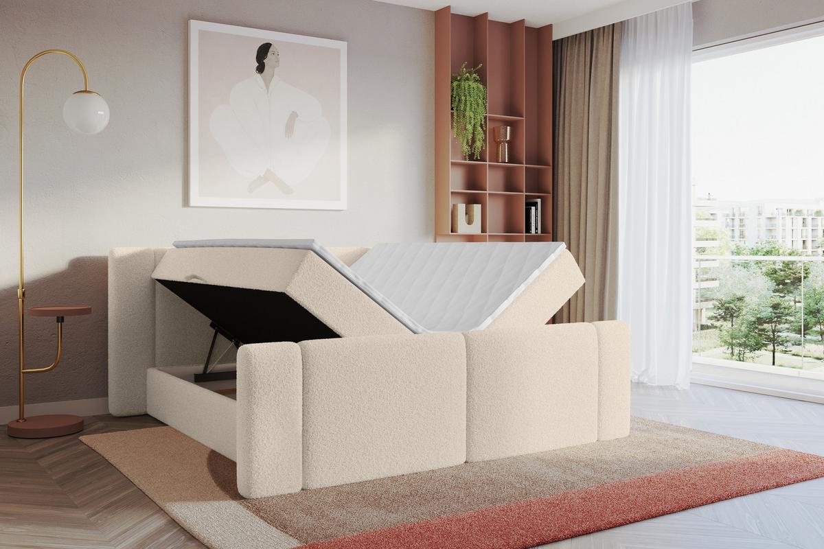 BOXBETT mit Matratze H3 - EVON Zanozek - 180x200 cm Dunkelbeige - Cappuccino, Holzwerkstoff (180/200cm) - ALTDECOR