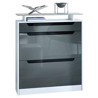 SCHUHSCHRANK Fiesta Grau Hochglanz / Schwarz Hochglanz - Grau, Holzwerkstoff (89/104/23cm) - Vladon