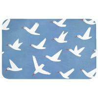WC-VORLEGER Vögel - Weiß - Muster Toilettenteppich 80x50 cm - Blau, Textil (80/1cm) - OnlyWow