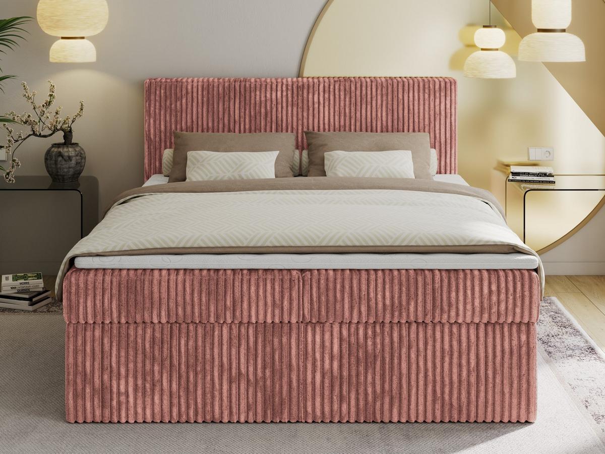 BOXBETT TILIANO 160/200 - Rosa Cord - H4 - Rosa, Textil (160/200cm) - MKS