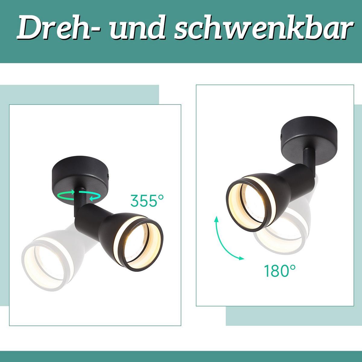 DECKENSTRAHLER Macleod 1-flammig 6/6/15.7cm - Schwarz, Metall (6/6/15.7cm) - Nettlife