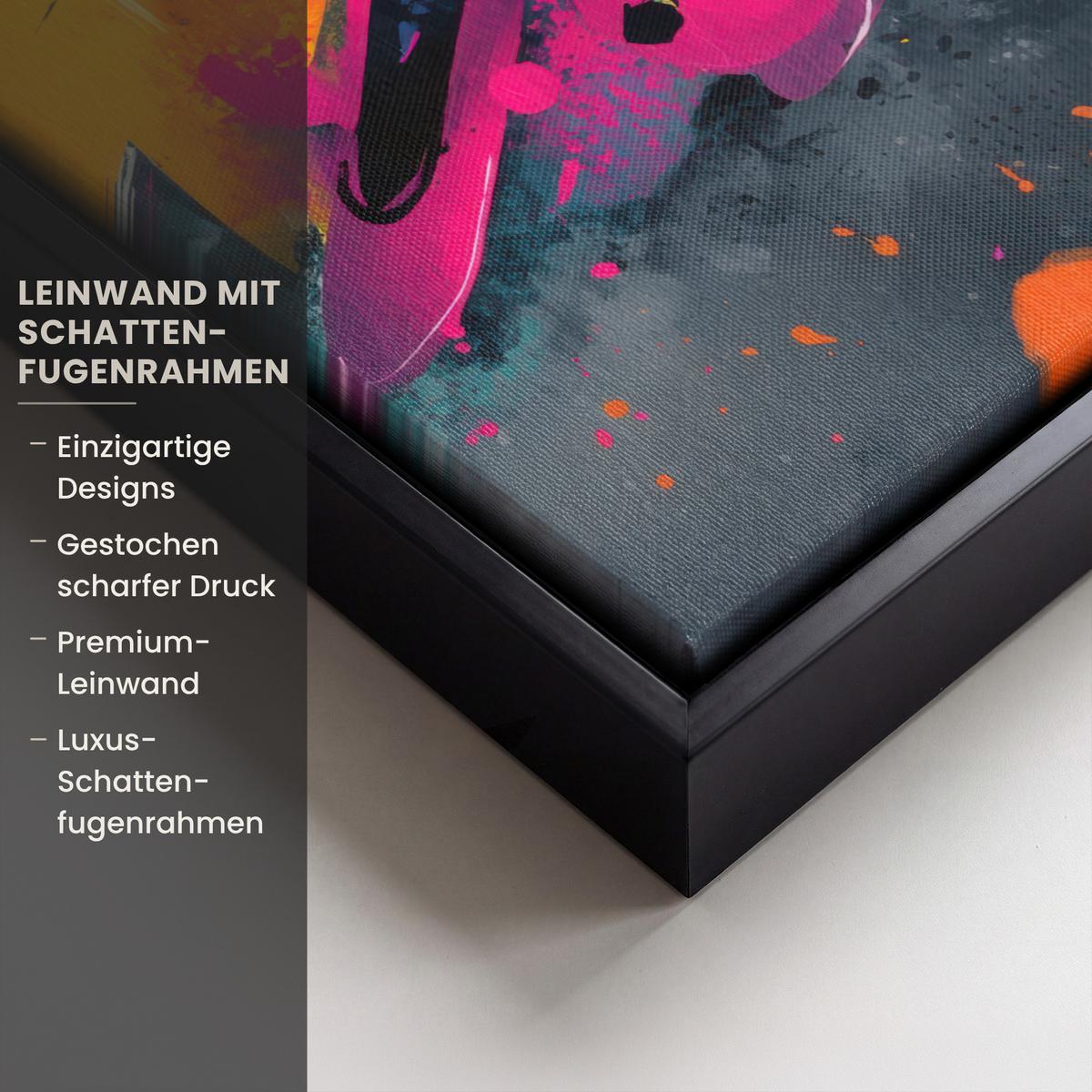 LEINWAND Bilder mit Rahmen - Abstrakt - Graffiti - Farbenfroh - Farbspritzer - 30x40 - Multicolor, Textil (30/40cm) - MuchoWow