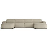 WOHNLANDSCHAFT Sallmo U-Form, universell, 3-Sitzer 374 cm - Taupe/Schwarz, Kunststoff/Textil (374/70/166cm) - Selsey