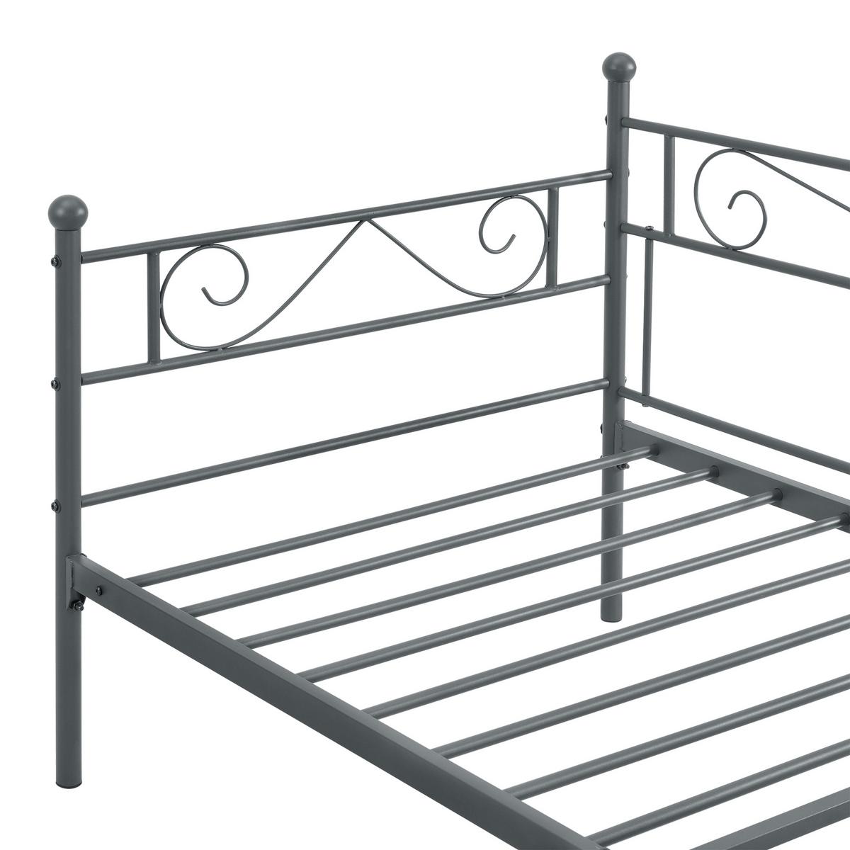 TAGESBETT Kerava - Dunkelgrau, Metall (90/200cm) - [en.casa]