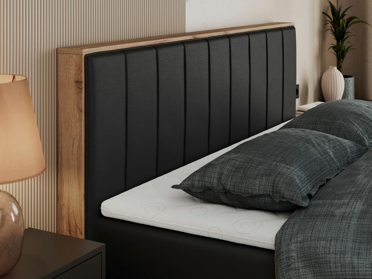 BOXSPRINGBETT BELLISSIMO KING 180/200 Schwarz Kunstleder - H3 - Schwarz, Holz/Textil (180/200cm) - MKS