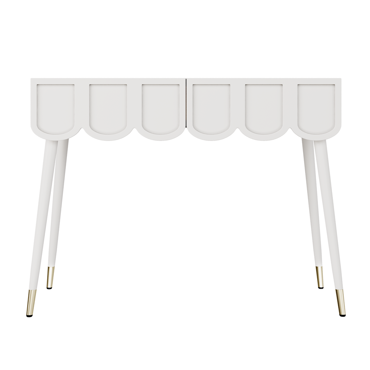 SCHMINKTISCH weiß 100 cm mit 2 wolken-schubladen & metallbeinen - Weiß, Holzwerkstoff (100/76/40cm) - Urban Meuble