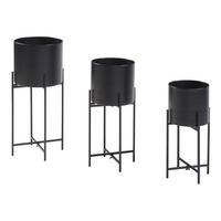 PFLANZENSTÄNDER-SET 3 TLG. Orsa - Schwarz, Metall (23/54/23cm) - [en.casa]