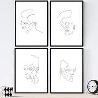POSTER Set mit 4 Gesichter Man 2 nordico Gesichter A4 Schwarzer Rahmen - Schwarz, Papier (29.7/3cm) - Nacnic