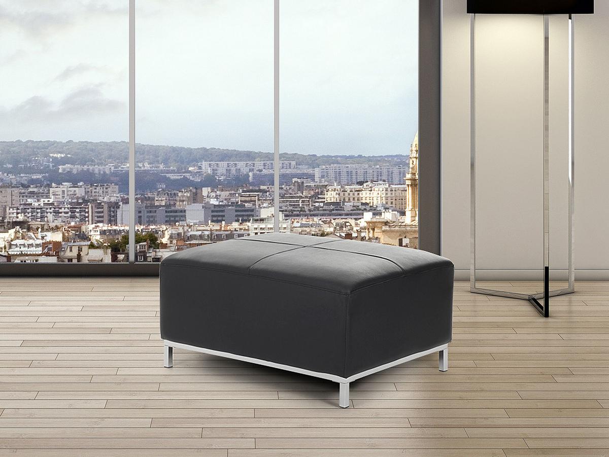 OTTOMANE Oslo 71/95/46 cm - Schwarz, Leder (95/46/71cm) - Beliani
