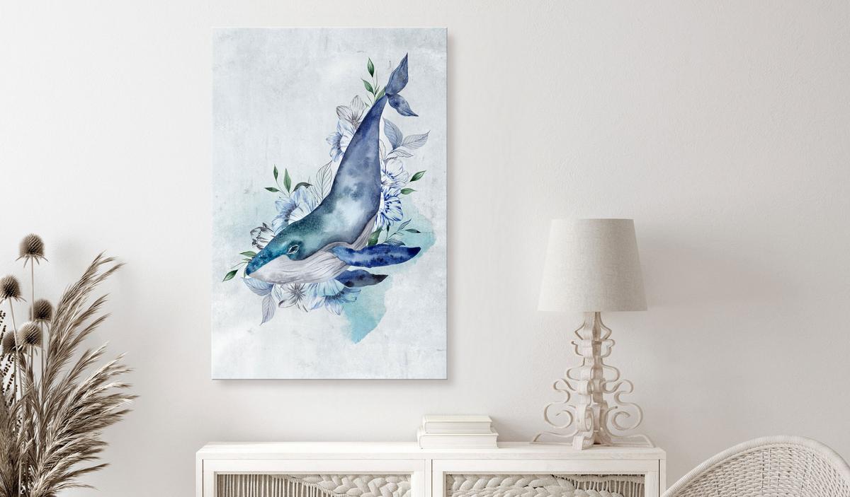 KUNSTDRUCK Grau 60/90 cm - Blau/Grau, Textil (60/90cm) - KUNSTLOFT