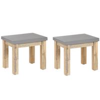 GARTENSTUHL 2er-Set Akazienholz grau Ostuni - Grau, Stein (50/45/40cm) - Beliani