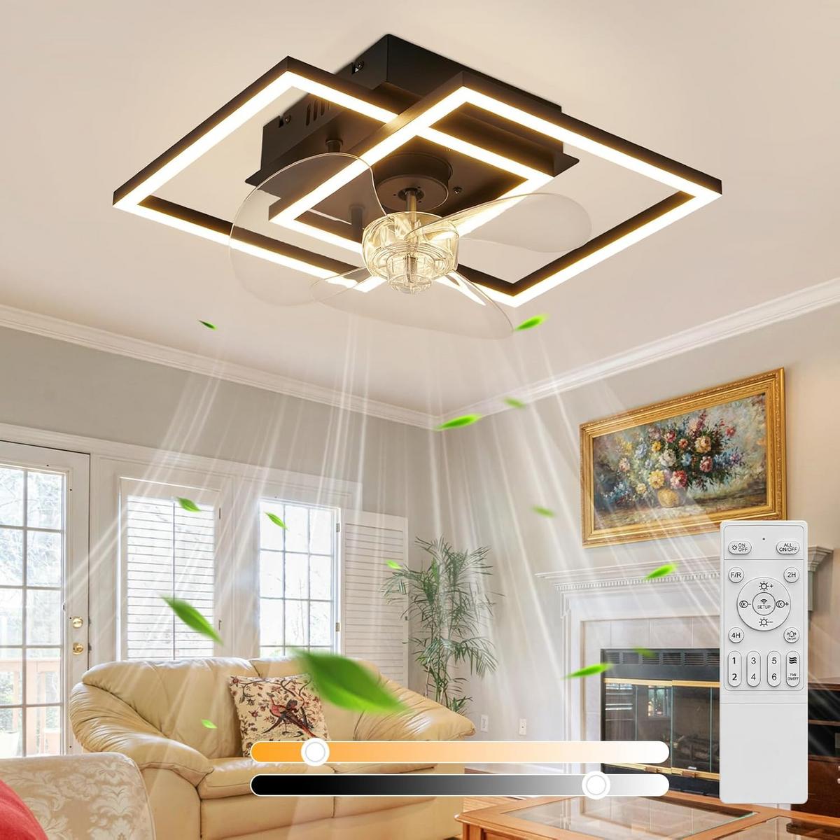 DECKENVENTILATOR Mit Beleuchtung Relven 34/34/15 cm - Schwarz, Kunststoff/Metall (34/34/15cm) - ZMH