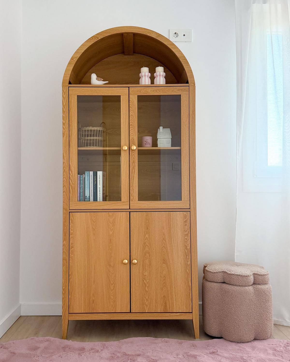 VITRINE mit Glastüren 78 cm Hellbraun Montreal - Hellbraun/Braun, Holzwerkstoff (78/180/39cm) - Beliani