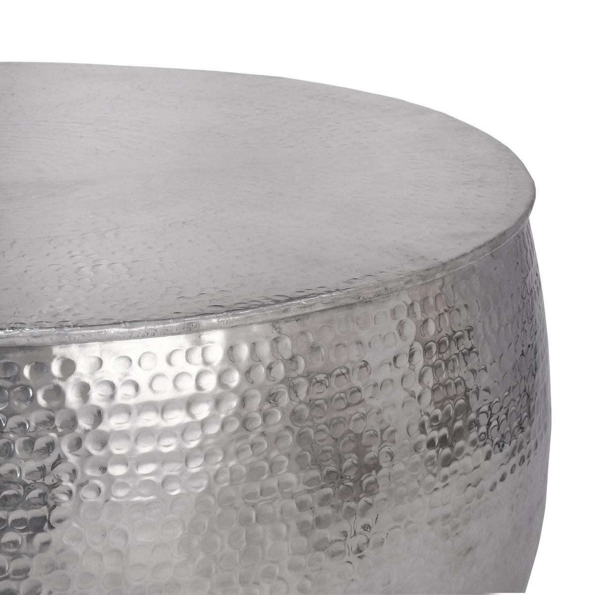 COUCHTISCH rund Ø90x45 cm Silber aus Aluminium Hammerschlag Design - Silberfarben, Metall (90/90/45cm) - WOMO-DESIGN