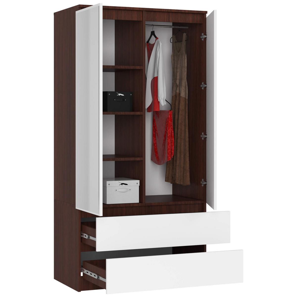 KLEIDERSCHRANK Dunkelbraun, Weiß 180/90/51 - Dunkelbraun/Weiß, Holzwerkstoff (90/180/51cm) - RAUMHIRSCH FURNITURE