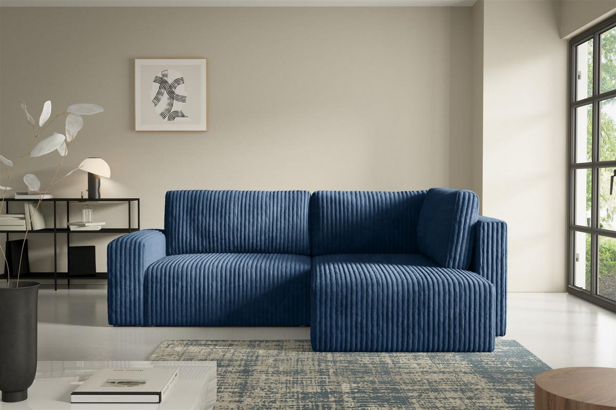 ECKSOFA Natalia Xl - Dunkelblau, Holzwerkstoff/Textil (245/182cm) - Fun Möbel