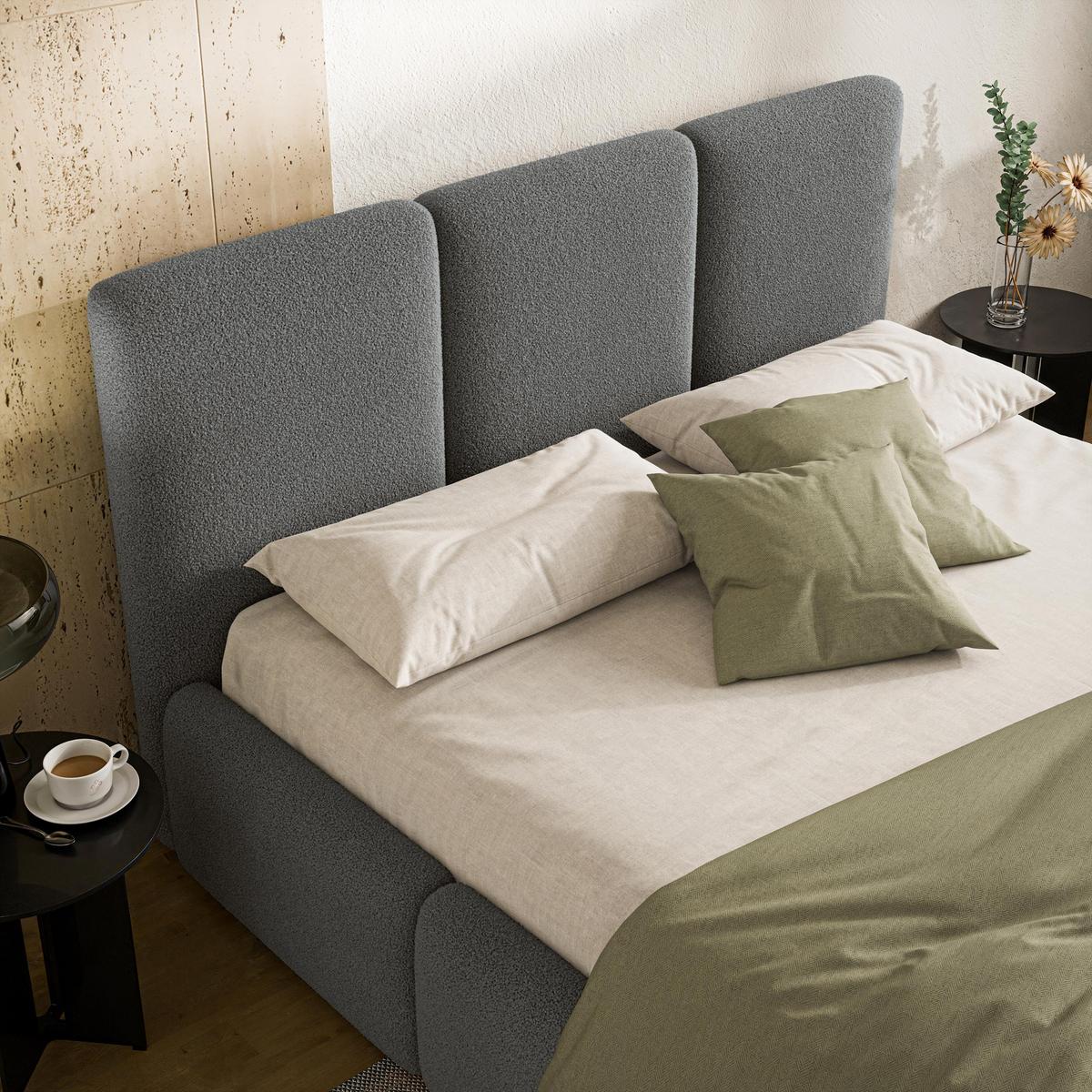 POLSTERBETT ARSIL 120x200 cm mit Bettkästen - Grau - Grau, Holz/Textil (120/200cm) - MASSENO