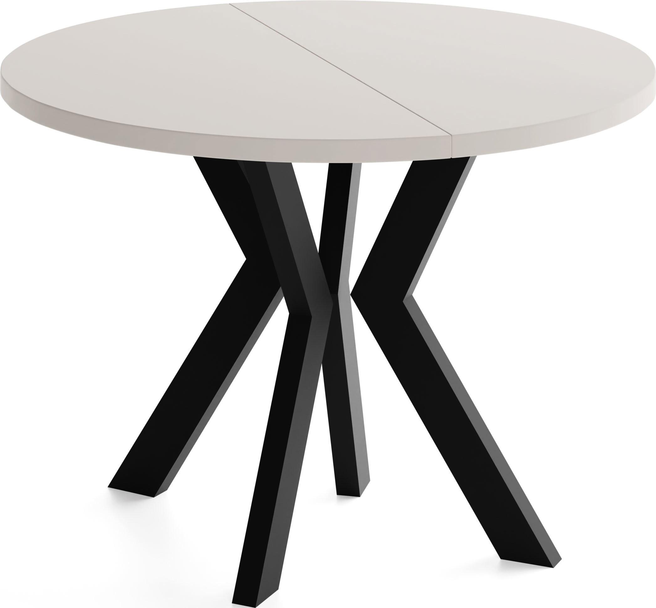 ESSTISCH Savio rund ausziehbar verlängerbar, Kaschmir 80-130/80/77 cm - Kaschmir/Beige, Holz/Holzwerkstoff (80/130/77cm) - WFL GROUP