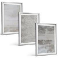 BILDER SET 3er Set - 40x60 cm Silberner Rahmen - Moderne minimalistische Texturen - Silberfarben, Kunststoff (40/60cm) - TULUP