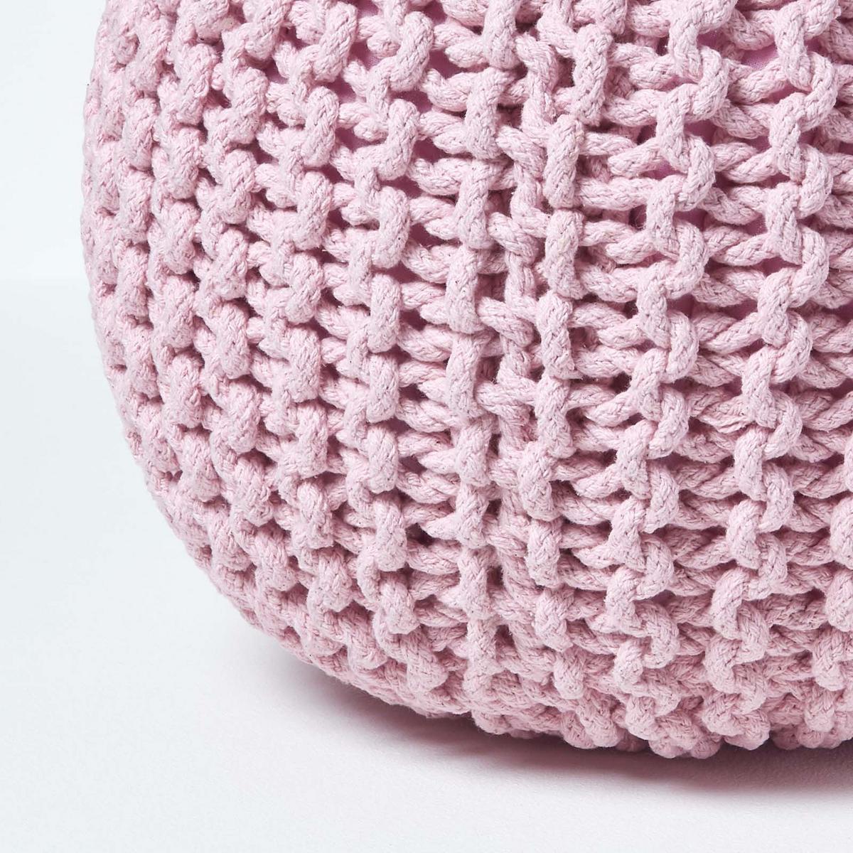 STRICK-POUF rosa, 40/40/35 cm - Rosa, Textil (40/35/40cm) - Homescapes