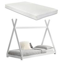 KINDERBETT Onejda mit Matratze - Weiß, Holz/Textil (90/200cm) - [en.casa]