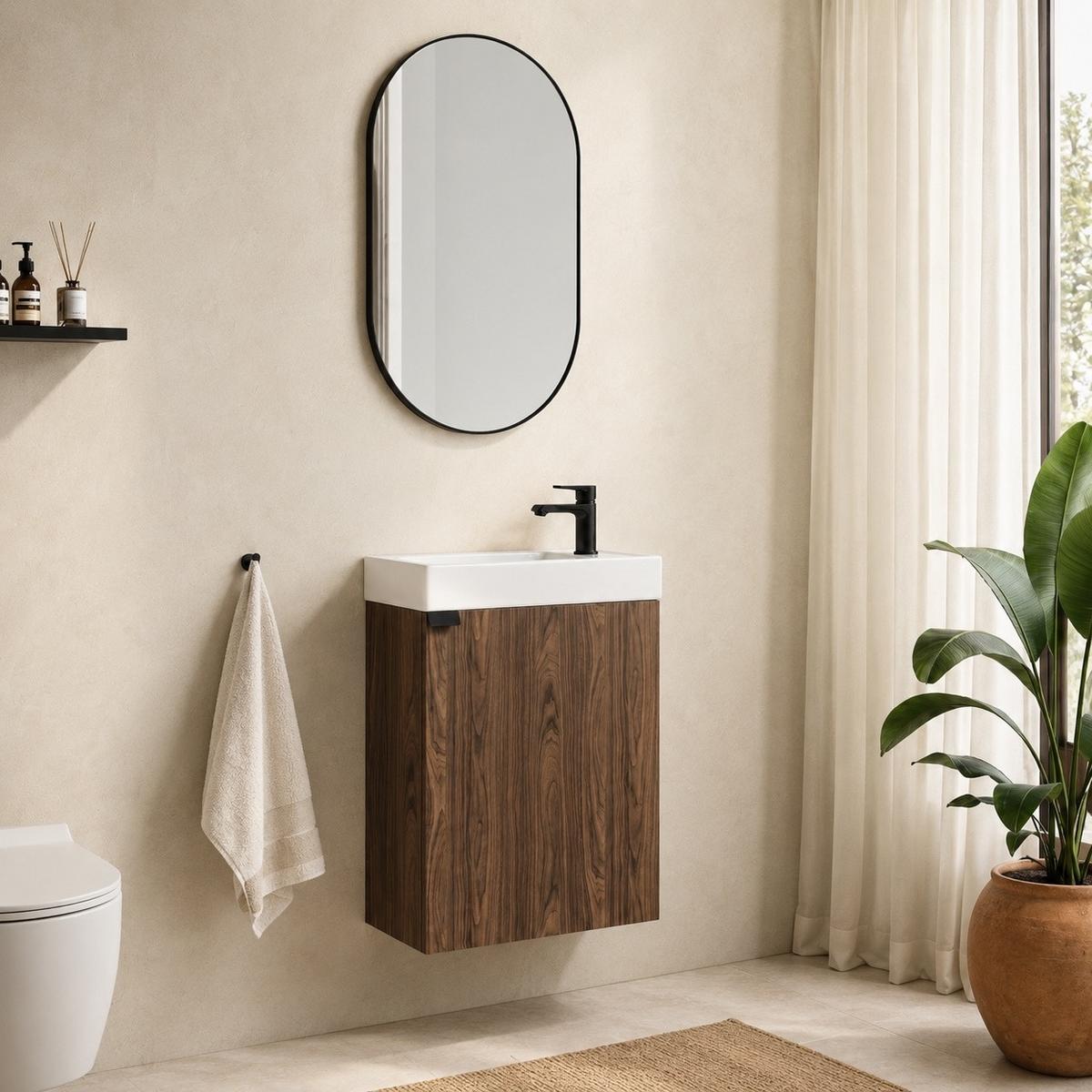 GÄSTE-WC-MÖBELSET Keno 2 Teile Walnuss Braun – 50 x 23 x 60cm - Eichefarben, Holz (50/60/23cm) - Badplaats