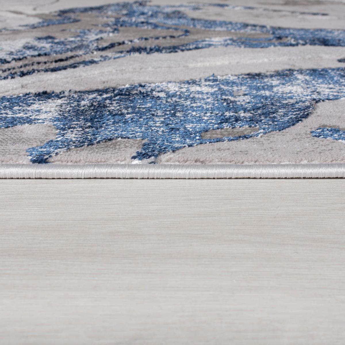 TEPPICH OUSE, abstrakt, Blau-Grau, 80 x 300 cm - Blau, Textil (300/80cm) - KADIMA DESIGN