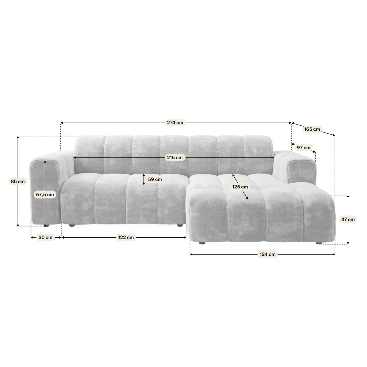ECKSOFA TISI Hellbraun Chenille - Hellbraun, Holz (274/165cm) - MASSENO