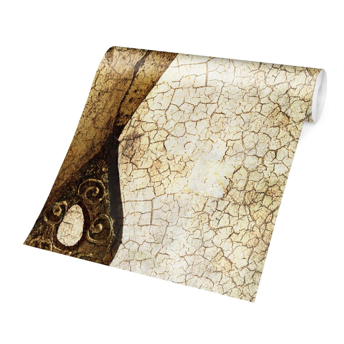 FOTOTAPETE Vintage Buddha 240/240 cm - Goldfarben, Papier (240/240cm) - Bilderwelten