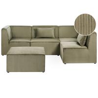 ECKSOFA Modul 4-Sitzer linksseitig Grün Cord mit Ottomane Lemvig - Grün, Textil (250/166cm) - Beliani