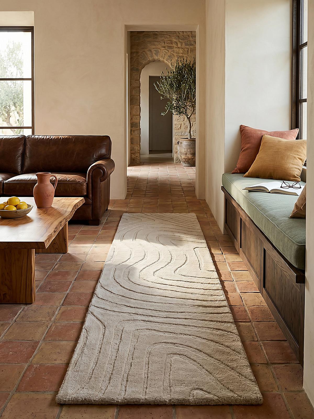 WOLLTEPPICH LEVEN, abstrakt, Beige, 60 x 230 cm - Beige, Textil (230/60cm) - KADIMA DESIGN