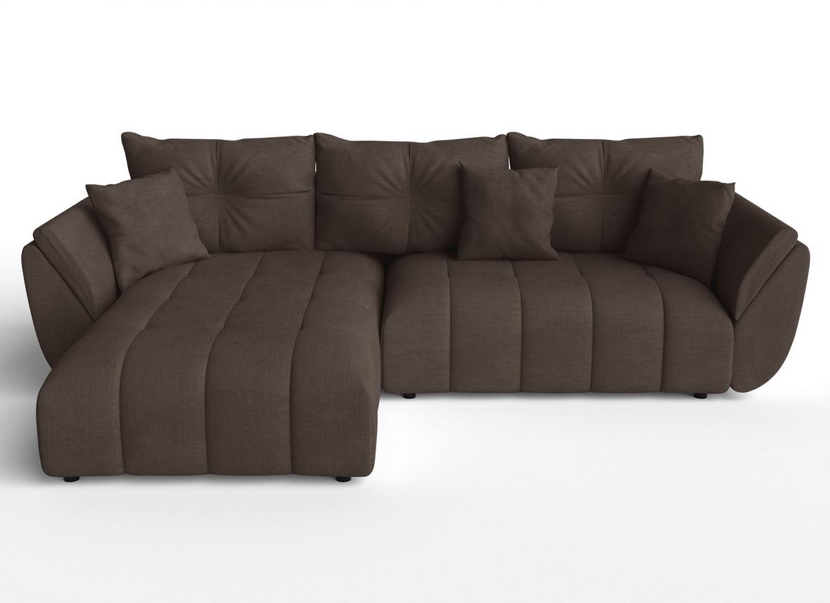 ECKSOFA L Form Verciani Braun 280/190/91 cm mit Schlaffunktion - Schwarz/Braun, Kunststoff/Textil (280/190cm) - AX Living