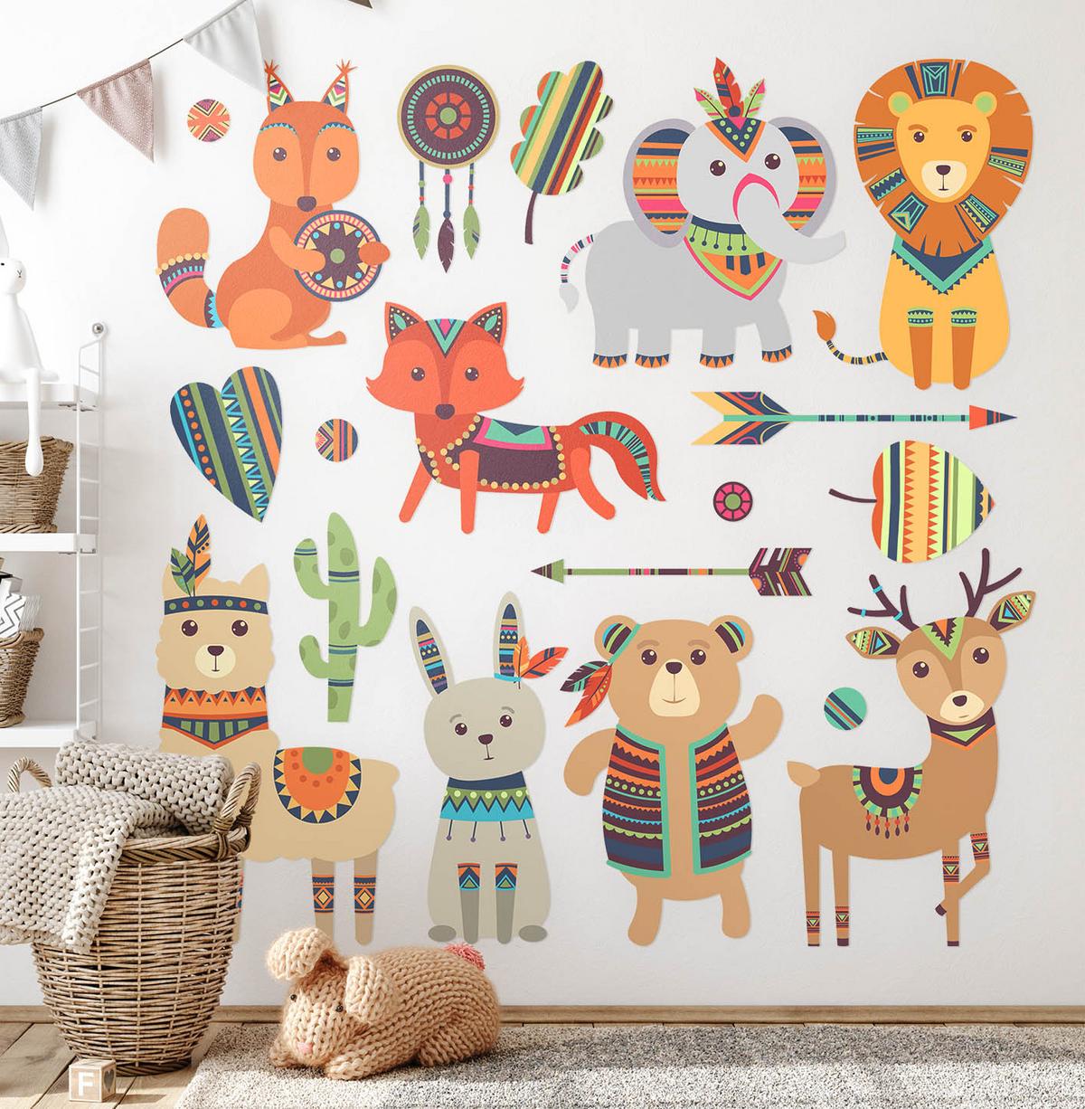 AUFKLEBER 80x97 cm Boho Tiere - Braun, Kunststoff (80/97/0.1cm) - TULUP