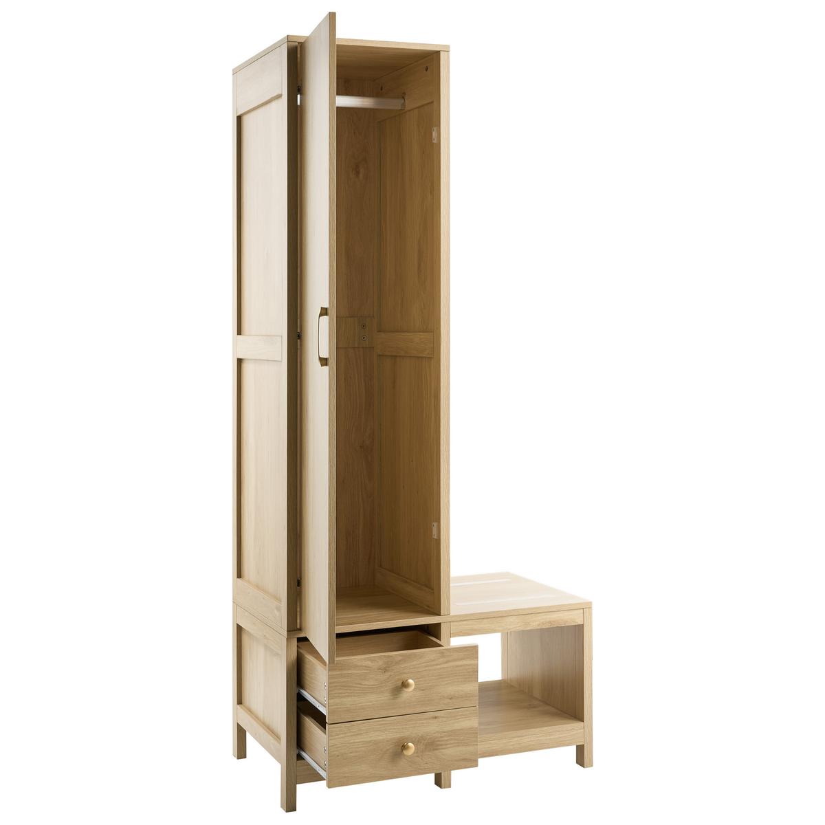 FLURSCHRANK mit Sitzbank Hellbraun Grafton - Hellbraun/Beige, Holzwerkstoff (80/180/45cm) - Beliani