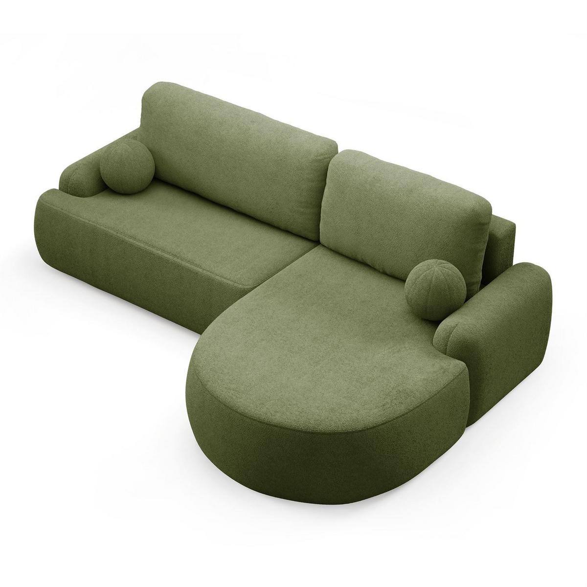ECKSOFA CLEO mit Schlaffunktion Version Rechte QUELLE 38 - Grün, Kunststoff (264/172cm) - Lookway