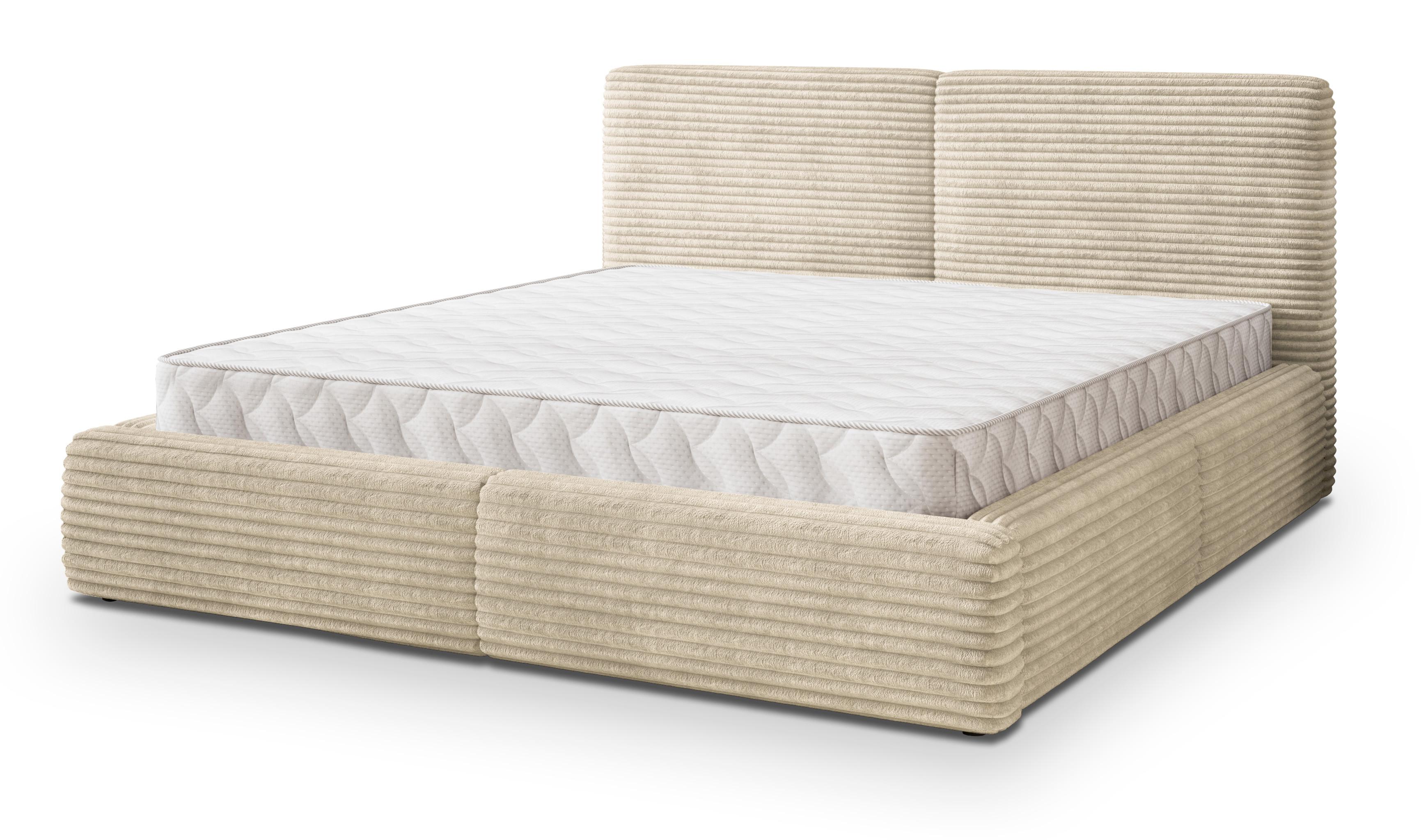 POLSTERBETT FELURO T 200x200 cm mit Bettkästen - Creme - Creme, Holz/Textil - MASSENO