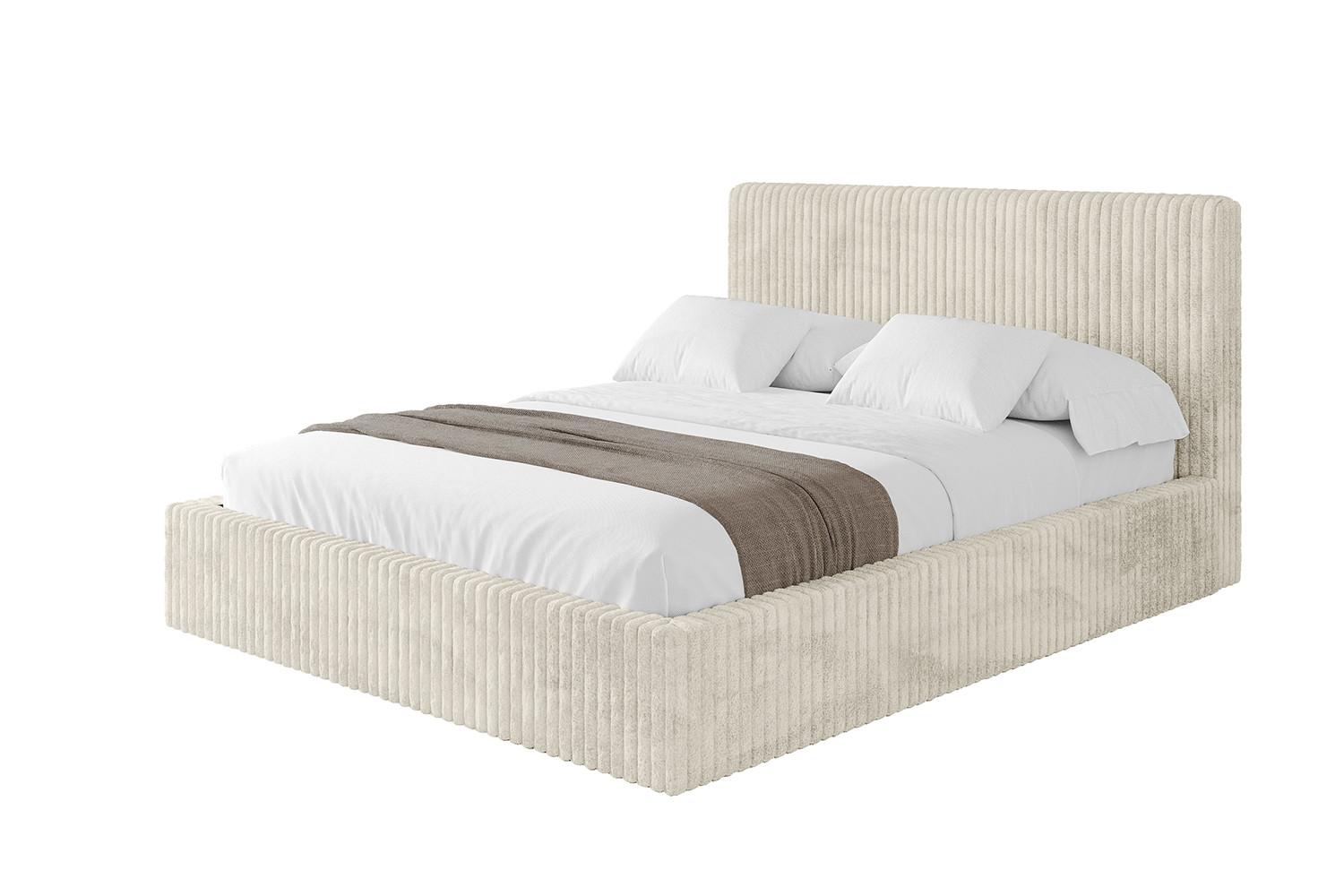 POLSTERBETT mit Bettkasten und Lattenrost, Bett mit Matratze H3/H4 - ALOVA-V1 120x200 Beige - Beige, Holzwerkstoff/Textil (120/200cm) - ALTDECOR