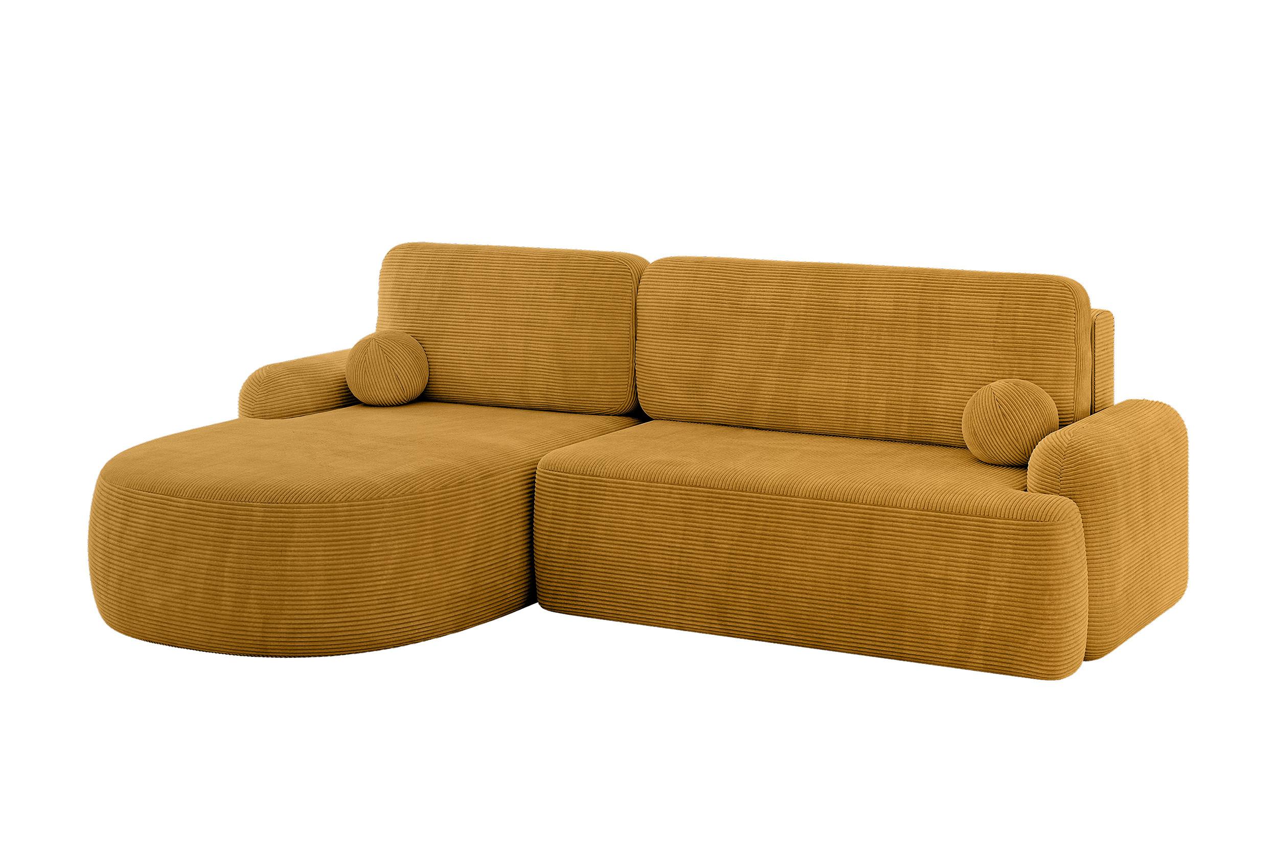 ECKSOFA mit Schlaffunktion und Bettkasten LIRA-L - 264x172x89 Senfgelb - Sandfarben, Holzwerkstoff/Textil (264/172cm) - ALTDECOR