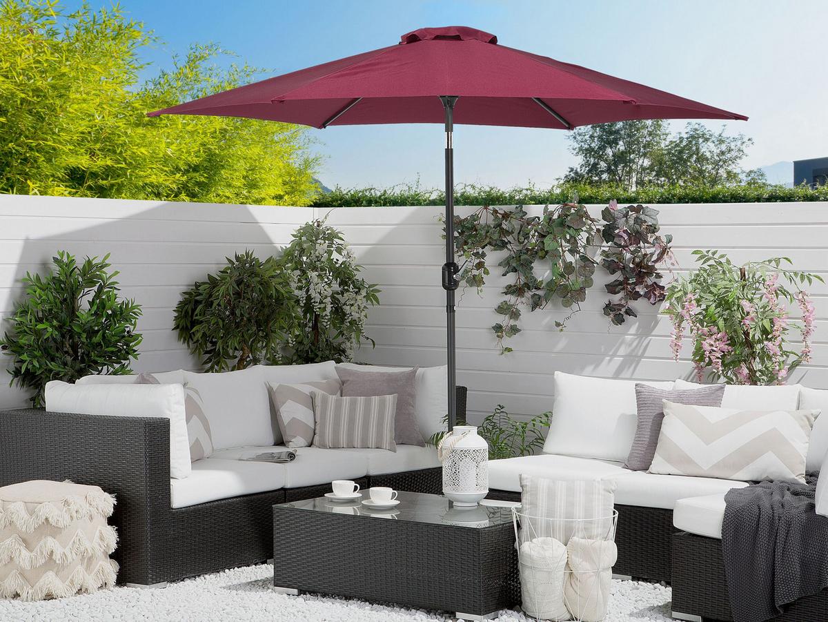SONNENSCHIRM 270 cm burgunderrot Varese - Rot/Grau, Textil (270/270cm) - Beliani
