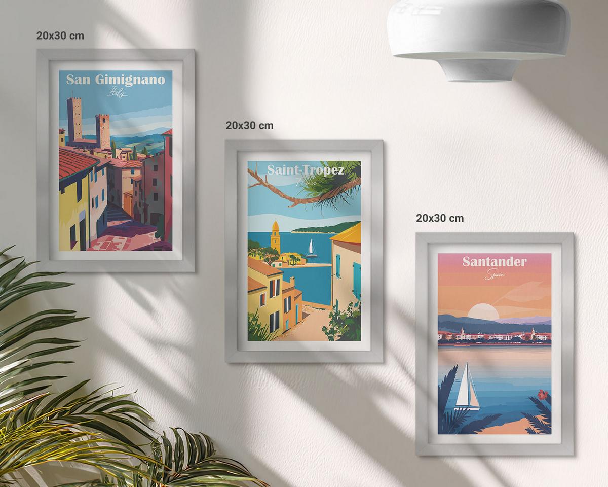 BILDER SET 3er Set - 20x30 cm Silberner Rahmen - Italienische Stadtlandschaften - Silberfarben, Kunststoff (20/30cm) - TULUP