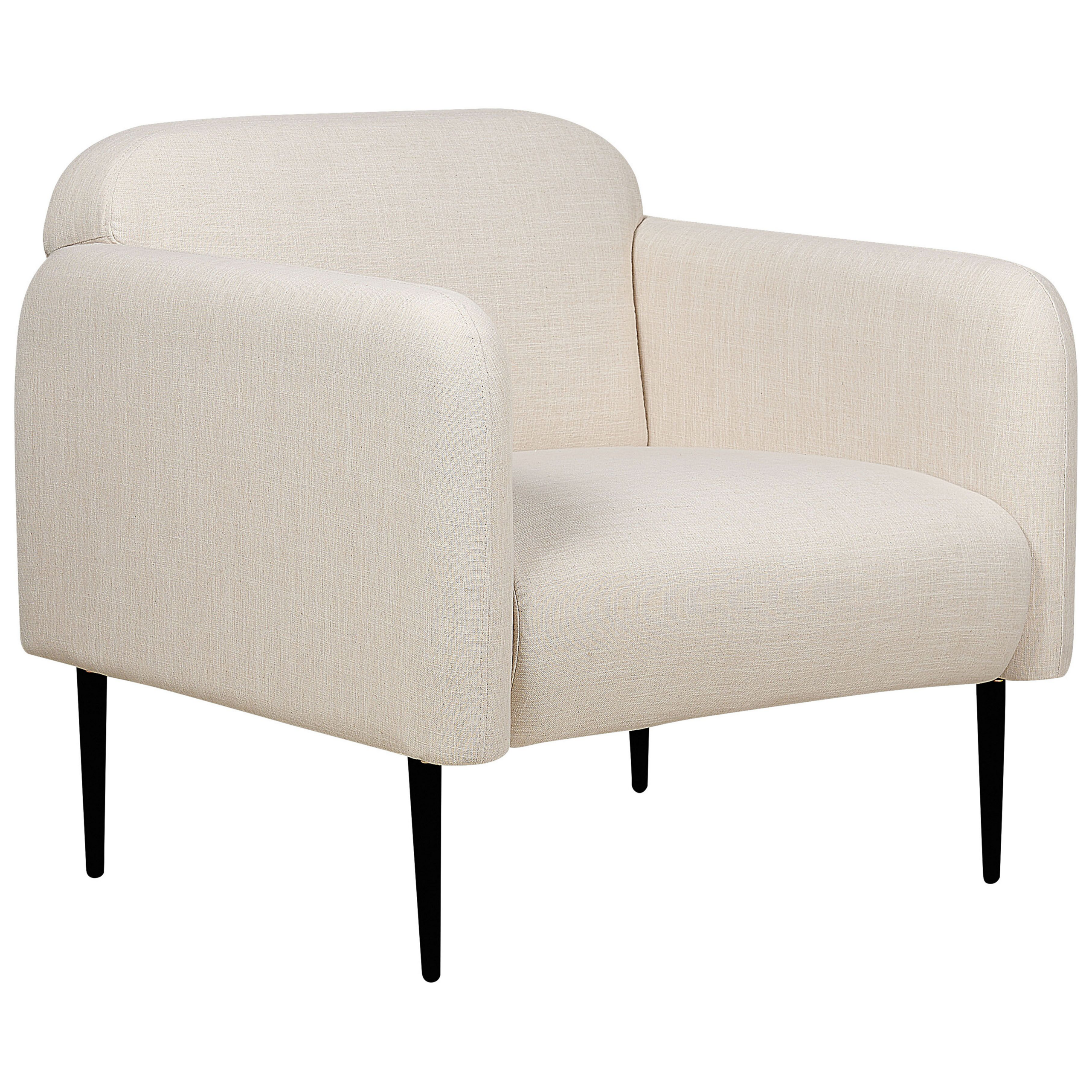 SESSEL Leinen hellbeige/schwarz Stouby - Beige/Schwarz, Textil (83/77/74cm) - Beliani