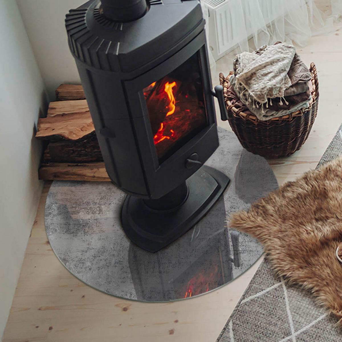 GLASPLATTE für Kamin Ø 70 cm - Grau, Glas (70/70/0.4cm) - TULUP