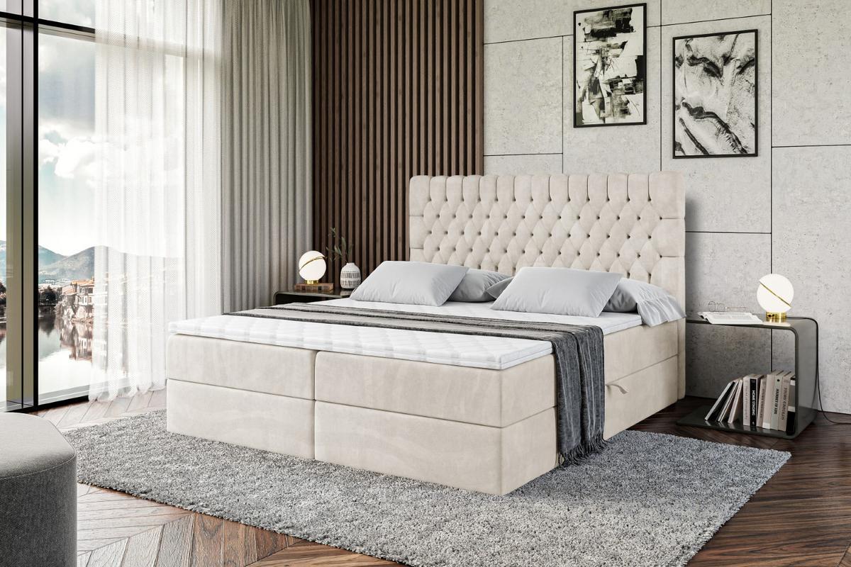 BOXBETT mit Matratze H4 und Lattenrost - SERENE - 140x200 - H4 - Creme - Creme, Holzwerkstoff (140/200cm) - ALTDECOR