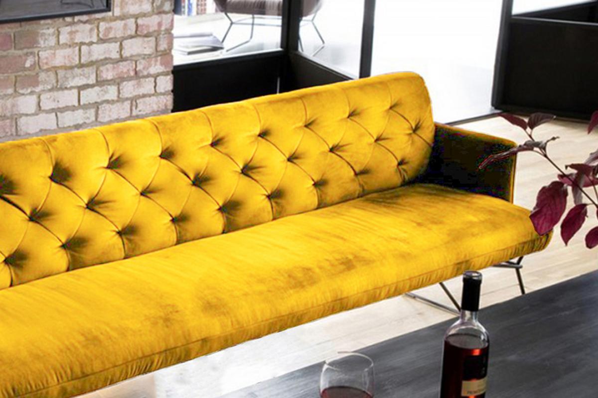 ESSZIMMERBANK CHARME Gelb Velvet - Currygelb/Gelb, Textil (186/85/68cm) - KAWOLA