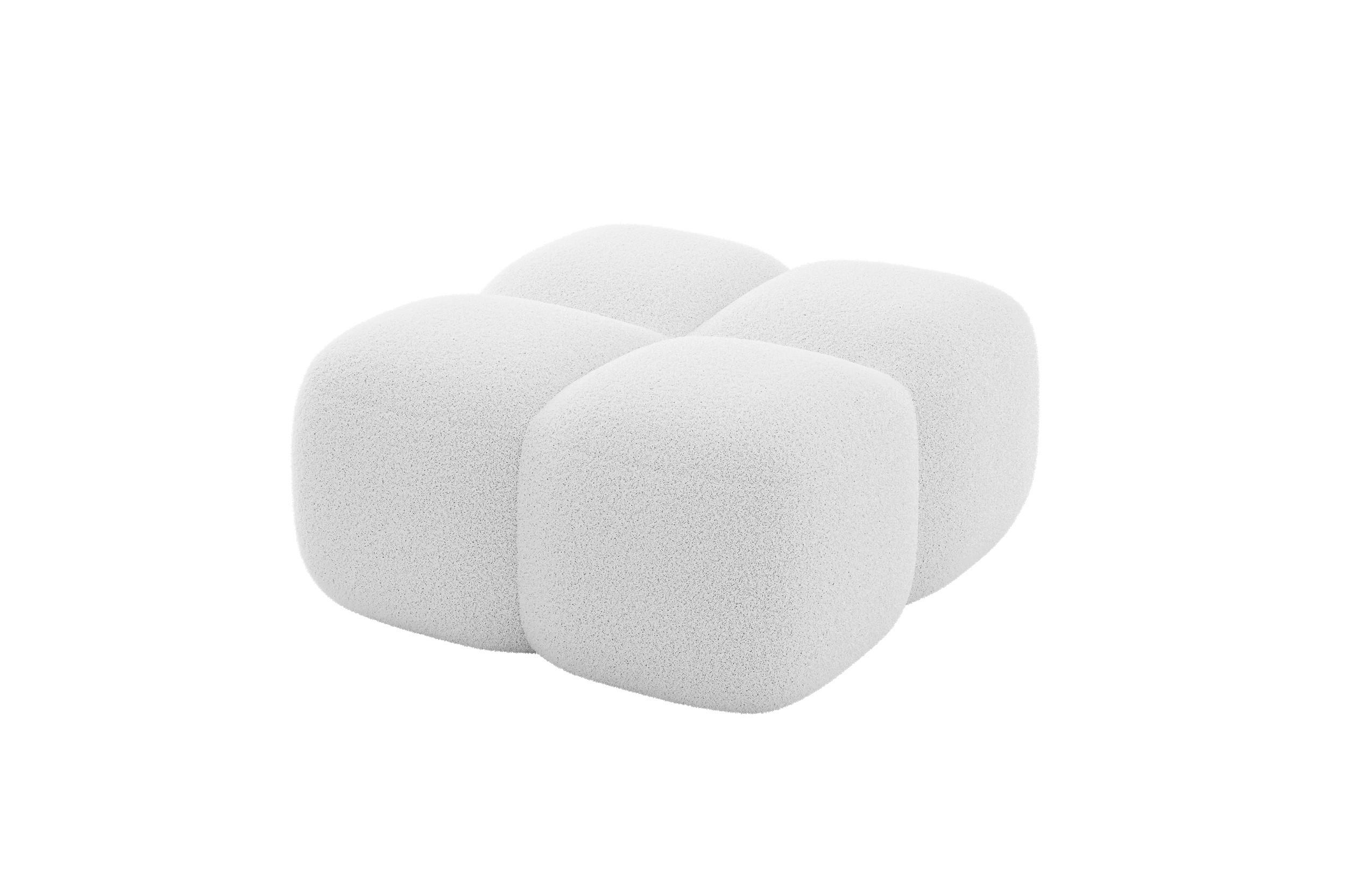 POUF Miko-Puf 90x90x45 cm Weiß Bouclé Modular Sitzhocker - Schwarz/Weiß, Holzwerkstoff/Kunststoff (90/43/90cm) - ALTDECOR