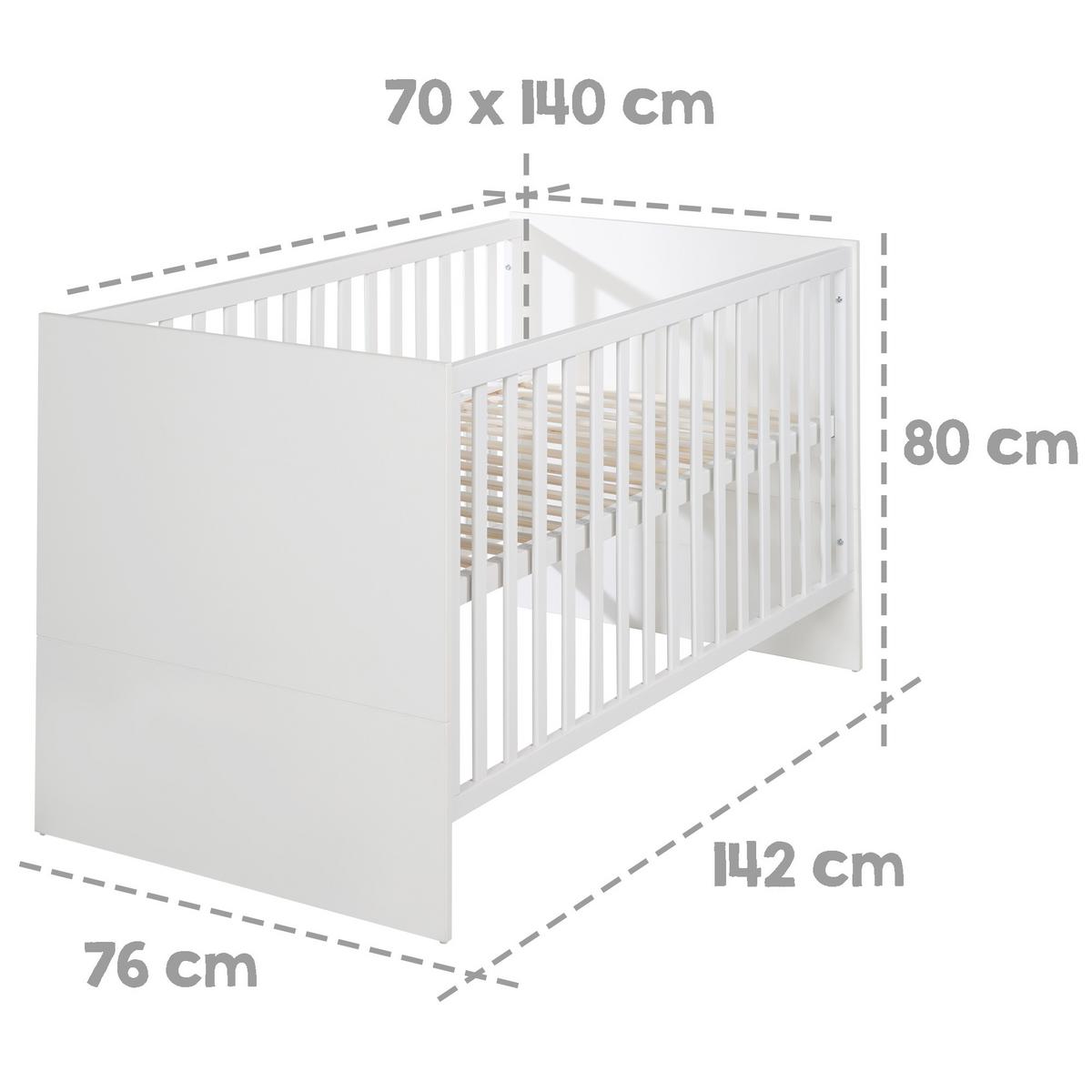 BABYBETT Maren 70 x 140 cm - Weiß, Holzwerkstoff (70/140cm) - Roba
