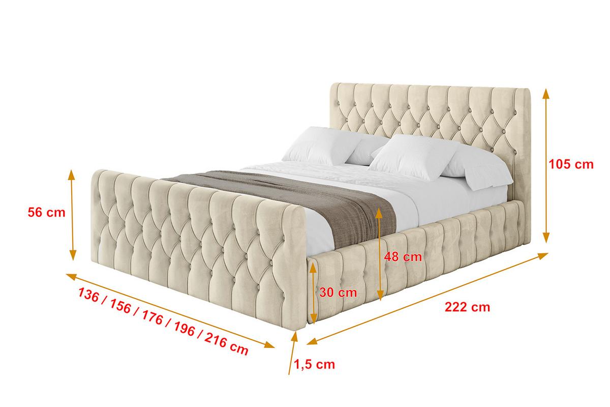 POLSTERBETT mit Bettkasten, Fußteil und Lattenrost, Boxbett mit Matratze H3/H4 - LARO-Z 180x200 Beige - Ecru, Holzwerkstoff/Textil (180/200cm) - ALTDECOR