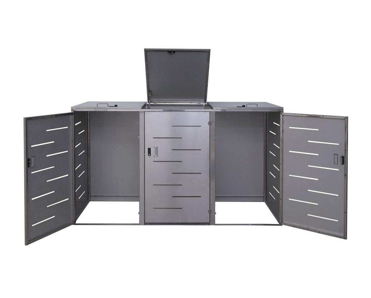 3ER-/6ER-MÜLLTONNENVERKLEIDUNG Silber - Silberfarben, Metall (212/116/98cm) - MCW